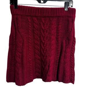 For‎ Love and Lemons Layton Cableknit Sweater Skirt Burgundy Size M Preppy Cozy